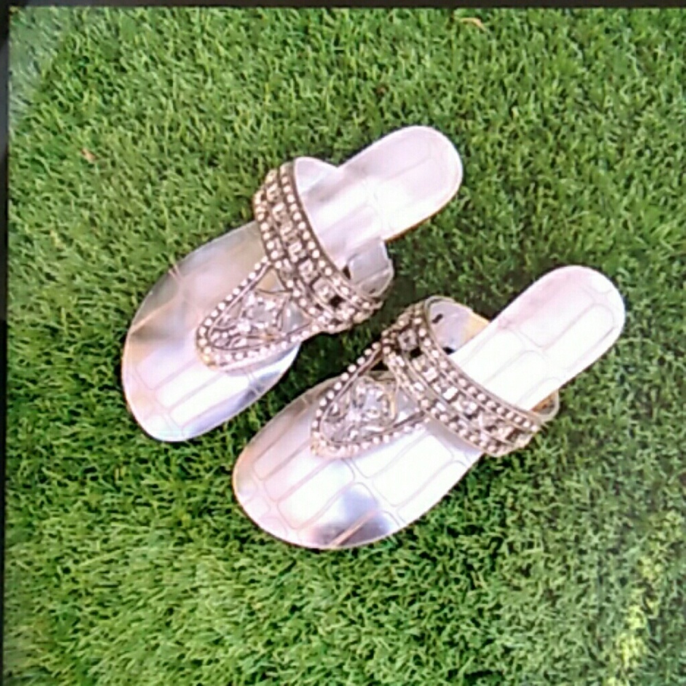 Ladies Silver & Rhinestone Sandals